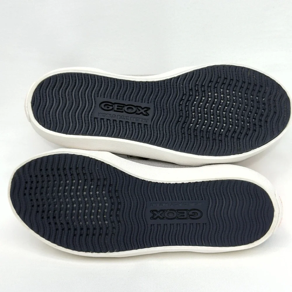 Geox Boy's Gisli Canvas Sneaker Lace‎ up/Zipper-Strap Gray Blue US 12/ EUR 30